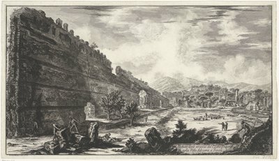 Pecile w Villa Adriana t i Tivoli Widok szczątków Castro Pretorio w Villa Adriana w Tivoli (tytuł na obiekcie) Gezichten op Rome (tytuł serii) Widoki Rzymu zaprojektowane i wyryte przez architekta Giambattistę Piranesiego Ve (nez) iano (tytuł serii autorstwa Giovanni Battista Piranesi