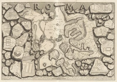 Plan Rzymu narysowany sytuacją wszystkich starożytnych zabytków autorstwa Giovanni Battista Piranesi