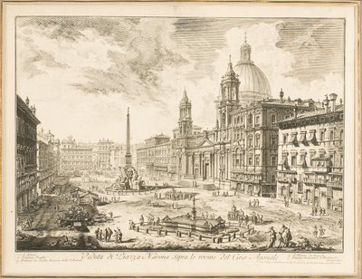 Piazza Navona, płyta z „Widoków Rzymu” autorstwa Giovanni Battista Piranesi