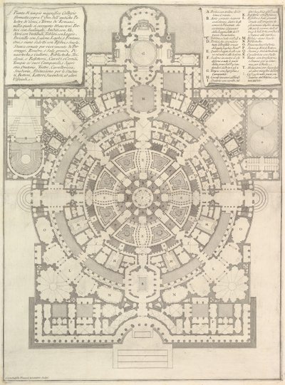 Plan przestronnego i okazałego Kolegium zaprojektowanego na wzór starożytnej gimnazjum Greków..., 1750. autorstwa Giovanni Battista Piranesi