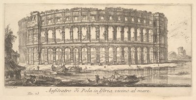 Ilustracja 23: Amfiteatr w Puli na Istrii w pobliżu morza Anfiteatro di Pola na Istrii vi ..., ca. 1748. autorstwa Giovanni Battista Piranesi