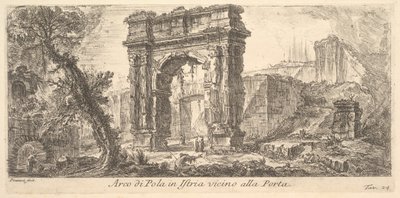 Tablica 24: Łuk Pola na Istrii w pobliżu Bramy Arco di Pula na Istrii w pobliżu Por ..., ca. 1750. autorstwa Giovanni Battista Piranesi