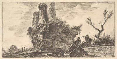 Tablica 27: Grób trzech braci Kuriatów w Albano Grobowiec trzech braci C…, ca. 1748. autorstwa Giovanni Battista Piranesi