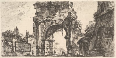 Tablica 8: Łuk Druzusa przy Porta S. Sebastiano w Rzymie Arco di Drusus przy Porta d..., ca. 1748. autorstwa Giovanni Battista Piranesi