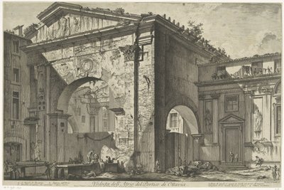 Porticus van Octavia te Rome Widok Atrium Portyku Oktawii (tytuł na obiekcie) Gezichten op Rome (tytuł serii) Widoki Rzymu zaprojektowane i wyryte przez architekta Giambattistę Piranesiego Ve (nez) iano (tytuł serii) autorstwa Giovanni Battista Piranesi