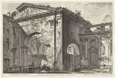 Porticus van Octavia te Rome Widok Atrium Portyku Oktawii (tytuł na obiekcie) Gezichten op Rome (tytuł serii) Widoki Rzymu zaprojektowane i wyryte przez architekta Giambattistę Piranesiego Ve (nez) iano (tytuł serii) autorstwa Giovanni Battista Piranesi