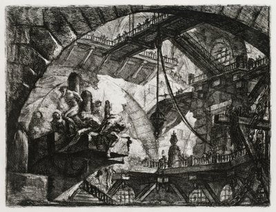 Więźniowie na wystającej platformie autorstwa Giovanni Battista Piranesi