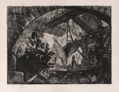 Więźniowie na platformie projekcyjnej, tablica 10 z Carceri d autorstwa Giovanni Battista Piranesi