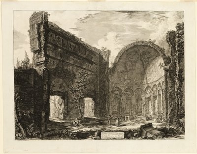 Pozostałości pomieszczenia należącego do Fortu Pretoriańskiego w Willi Hadriana, Tivoli, z Widoki Rzymu autorstwa Giovanni Battista Piranesi