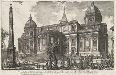 Santa Maria Maggiore w Rzymie Widok tylnej fasady bazyliki S. Maria Maggiore (tytuł na obiekcie) Gezichten op Rome (tytuł serii) Widoki Rzymu zaprojektowane i wyryte przez architekta Giambattistę Piranesiego Ve (nez) iano (tytuł serii) autorstwa Giovanni Battista Piranesi