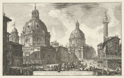 Santa Maria di Loreto en de Santissimo Nome di Maria te Rome Widok na dwa kościoły (...) (tytuł na obiekcie) Gezichten op Rome (tytuł serii) Widoki Rzymu zaprojektowane i wyryte przez architekta Giambattistę Piranesiego Ve (nez) iano (tytuł serii) autorstwa Giovanni Battista Piranesi