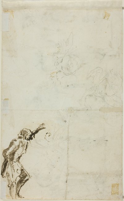 Arkusz szkiców: Stojący mężczyzna z podniesioną ręką, Cherubini autorstwa Giovanni Battista Piranesi