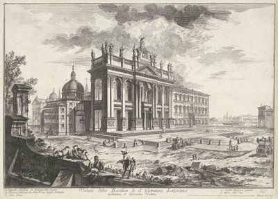 Sint-Jan van Lateranen w Rzymie Widok bazyliki S. Giovanni Laterano (tytuł na obiekcie) Gezichten op Rome (tytuł serii) Widoki Rzymu zaprojektowane i wyryte przez architekta Giambattistę Piranesiego Ve (nez) iano (tytuł serii) autorstwa Giovanni Battista Piranesi