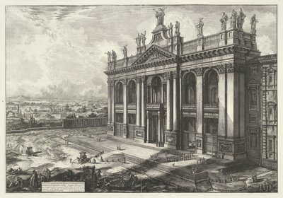 Sint-Jan van Lateranen w Rzymie Widok na fasadę bazyliki S. Giovanni Laterano (...) (tytuł na obiekcie) Gezichten op Rome (tytuł serii) Widoki Rzymu zaprojektowane i wyryte przez architekta Giambattistę Piranesiego Ve (nez) iano (tytuł serii) autorstwa Giovanni Battista Piranesi