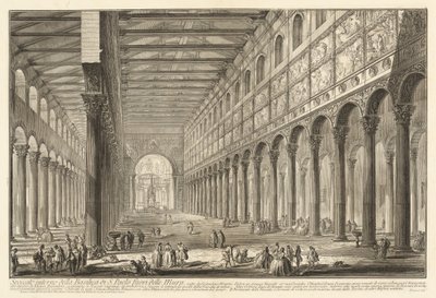Widok wnętrza bazyliki św. Pawła za Murami autorstwa Giovanni Battista Piranesi