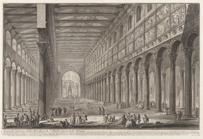 Widok wnętrza bazyliki św. Pawła za Murami autorstwa Giovanni Battista Piranesi