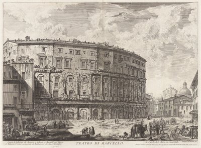 Teatr Marcellusa. Ten budynek został zbudowany przez Augusta i poświęcony jego bratankowi Marcellusowi, z Vedute di Roma (Widoki Rzymu) autorstwa Giovanni Battista Piranesi