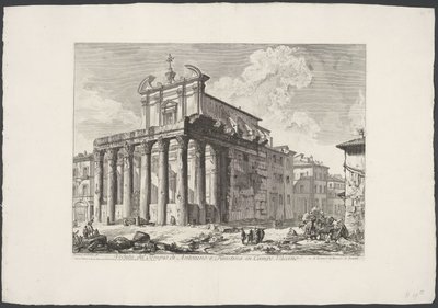 Tempel van Antoninus en Faustyna te Rome Widok świątyni Antonina i Faustyny ​​w Campo Vaccino (tytuł na obiekcie) Gezichten op Rome (tytuł serii) Widoki Rzymu zaprojektowane i wyryte przez architekta Giambattistę Piranesiego Ve (nez) iano (tytuł serii) autorstwa Giovanni Battista Piranesi