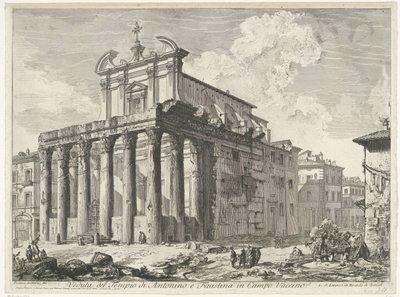 Tempel van Antoninus en Faustyna te Rome Widok świątyni Antonina i Faustyny ​​w Campo Vaccino (tytuł na obiekcie) Gezichten op Rome (tytuł serii) Widoki Rzymu zaprojektowane i wyryte przez architekta Giambattistę Piranesiego Ve (nez) iano (tytuł serii) autorstwa Giovanni Battista Piranesi