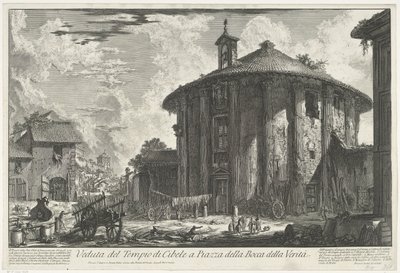 Tempel van Hercules Invictus te Rome Widok świątyni Kybele na Piazza della Bocca della Verità (tytuł na obiekcie) Gezichten op Rome (tytuł serii) Widoki Rzymu zaprojektowane i wyryte przez architekta Giambattistę Piranesiego Ve (nez) iano (tytuł serii) autorstwa Giovanni Battista Piranesi