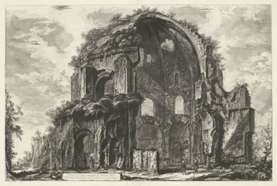Tempel van Minerva Medica w Rzymie Widok ośmiokątnej świątyni Minerva Medica (tytuł na obiekcie) Gezichten op Rome (tytuł serii) Widoki Rzymu zaprojektowane i wyryte przez architekta Giambattistę Piranesiego Ve (nez) iano (tytuł serii) autorstwa Giovanni Battista Piranesi