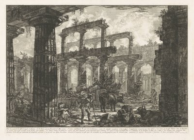 Świątynia Neptuna w Paestum Vue des restes de la Celle du Temple de Neptune (tytuł przedmiotu) Różne widoki pozostałości trzech dużych budynków wciąż stojących w Paestum (tytuł serii) Różne vues de quelques restes de trois gr autorstwa Giovanni Battista Piranesi