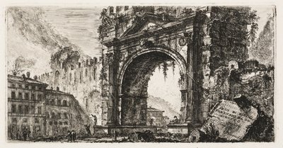 Łuk w Rimini zbudowany przez Augusta, płyta 17 z niektórych widoków łuków triumfalnych i innych zabytków autorstwa Giovanni Battista Piranesi