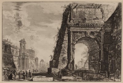Łuk Tytusa z kasynem Farnese po lewej stronie, ok. 1760-78 (akwaforta) autorstwa Giovanni Battista Piranesi