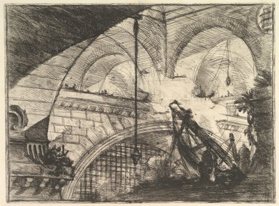 Łuk z ornamentem z muszli, z wyimaginowanych więzień Carceri dinvenzione, ca. 1749-50. autorstwa Giovanni Battista Piranesi