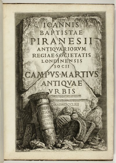Campus Martius starożytnego Rzymu, dzieło G.B. Piranesi, członek Królewskiego Towarzystwa Antykwariatów, Londyn autorstwa Giovanni Battista Piranesi