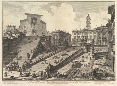 Kapitol i schody S. Maria in Aracoeli Widok rzymskiego Camipidoglio z ..., ca. 1775. autorstwa Giovanni Battista Piranesi