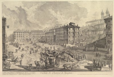 Schody Hiszpańskie Widok na Schody Hiszpańskie, ca. 1750. autorstwa Giovanni Battista Piranesi