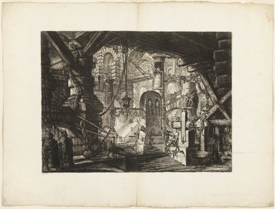 Molo z łańcuchami, płyta 16 z Wyimaginowanych Więzien autorstwa Giovanni Battista Piranesi