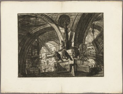 Molo z lampą, płyta 15 z Wyimaginowanych Więzien autorstwa Giovanni Battista Piranesi