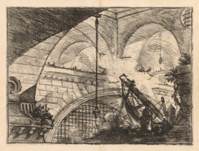 Więzienia: seria galerii z wznoszeniem belek w stylu żurawia autorstwa Giovanni Battista Piranesi