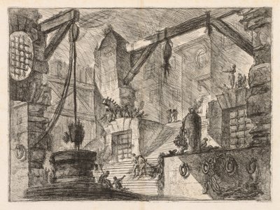 Więzienia: wnętrze z kolumnadą z szerokimi schodami autorstwa Giovanni Battista Piranesi