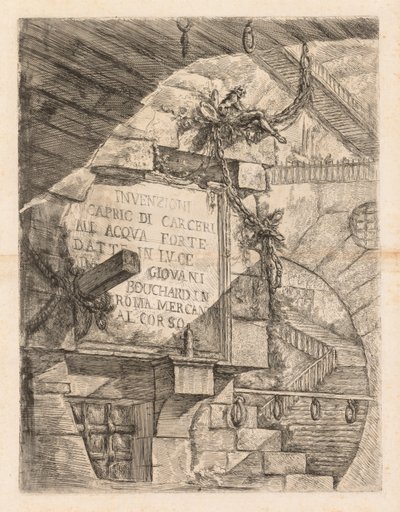Więzienia: Strona tytułowa -- Wnętrze więzienia autorstwa Giovanni Battista Piranesi