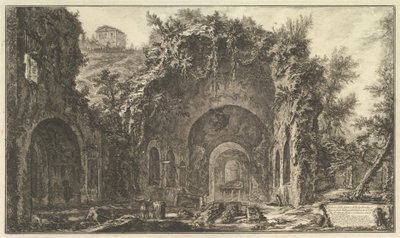 Tak zwana grota Egerii (Widok źródła i grot Egerii poza Porta Capena) autorstwa Giovanni Battista Piranesi