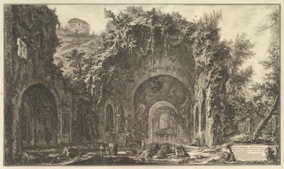 Tak zwana Grota Egerii Widok na źródło i jaskinie Egerii poza ..., ca. 1766. autorstwa Giovanni Battista Piranesi