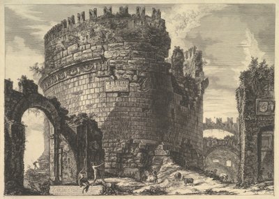 Grobowiec Caecylii Metelli, z Vedute di Roma Roman Views, ok. 1900 r. 1762. autorstwa Giovanni Battista Piranesi