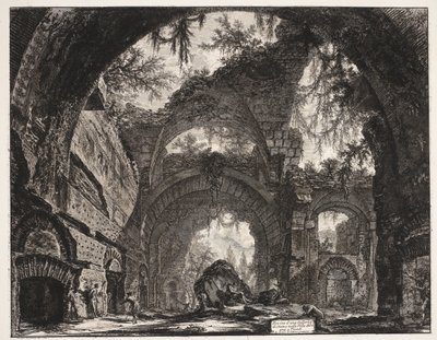 Thermen w de Villa Adriana t i Tivoli? Ruiny Galerii Posągów w Willi Hadriana w Tivoli (tytuł na obiekcie) Gezichten op Rome (tytuł serii) Widoki Rzymu zaprojektowane i wyryte przez architekta Giambattistę Piranesiego Ve (nez) iano (tytuł serii) autorstwa Giovanni Battista Piranesi