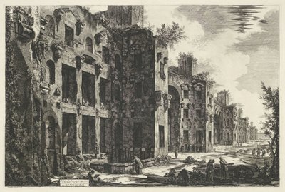 Thermen van Diocletianus te Rome Widok górnych pozostałości Łazienek Dioklecjana w S. Maria degli Angeli (tytuł na obiekcie) Gezichten op Rome (tytuł serii) Widoki Rzymu zaprojektowane i wyryte przez architekta Giambattistę Piranesiego Ve (nez) iano (seri autorstwa Giovanni Battista Piranesi