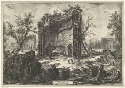Thermen van Trajanus w Rzymie Widok resztek fabryk na drugim piętrze Terme di Tito (tytuł na obiekcie) Gezichten op Rome (tytuł serii) Widoki Rzymu zaprojektowane i wyryte przez architekta Giambattistę Piranesiego Ve (nez) iano (tytuł serii) autorstwa Giovanni Battista Piranesi