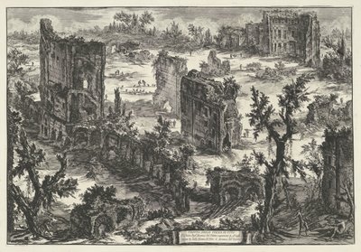 Thermen van Trajanus w Rzymie Widok na Terme di Tito (...) (tytuł na obiekcie) Gezichten op Rome (tytuł serii) Widoki Rzymu zaprojektowane i wyryte przez architekta Giambattistę Piranesiego Ve (nez) iano (tytuł serii) autorstwa Giovanni Battista Piranesi