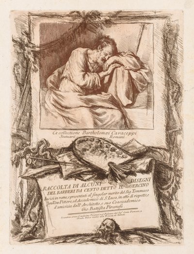 Strona tytułowa zbioru niektórych rysunków Barberiego z Cento Ietto il Gerucino, 1764. autorstwa Giovanni Battista Piranesi