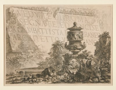 Strona tytułowa: Widoki Rzymu narysowane i wyryte przez Giambattistę Piranesiego, weneckiego architekta), z Vedute di Roma autorstwa Giovanni Battista Piranesi