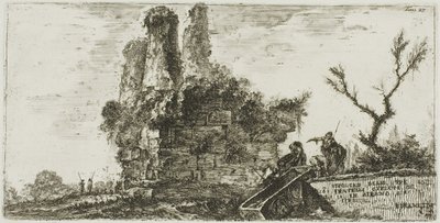 Grób trzech braci Kuriatów w Albano, tablica 27 z niektórych widoków łuków triumfalnych i inne zabytki autorstwa Giovanni Battista Piranesi