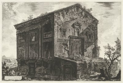 Tombe van Aspasia Annia Regilla w Rzymie Widok świątyni Camene (tytuł na obiekcie) Gezichten op Rome (tytuł serii) Widoki Rzymu zaprojektowane i wyryte przez architekta Giambattistę Piranesiego Ve (nez) iano (tytuł serii) autorstwa Giovanni Battista Piranesi