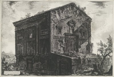 Tombe van Aspasia Annia Regilla w Rzymie Widok świątyni Camene (tytuł na obiekcie) Gezichten op Rome (tytuł serii) Widoki Rzymu zaprojektowane i wyryte przez architekta Giambattistę Piranesiego Ve (nez) iano (tytuł serii) autorstwa Giovanni Battista Piranesi