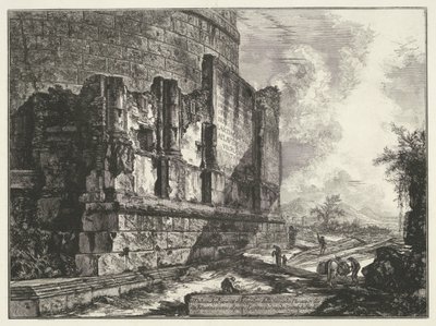 Grobowce van Plaucjusza Lucanusa Widok pozostałości grobowca rodziny Plauzia na via Tiburtina w pobliżu mostu Lugano dwie mile od Tivoli (tytuł na obiekcie) Gezichten op Rome (tytuł serii) Widoki Rzymu zaprojektowane i wyryte przez Giambattis autorstwa Giovanni Battista Piranesi